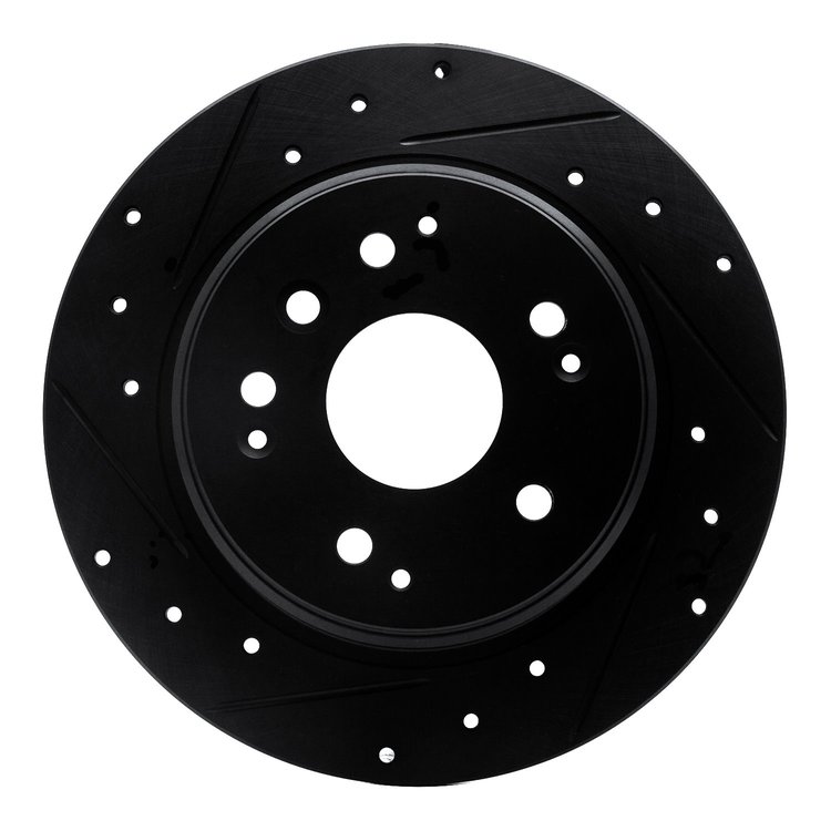 633-58019L Drilled/Slotted Brake Rotor [Black], 2003-2011 Acura/Honda, Position: Rear Left
