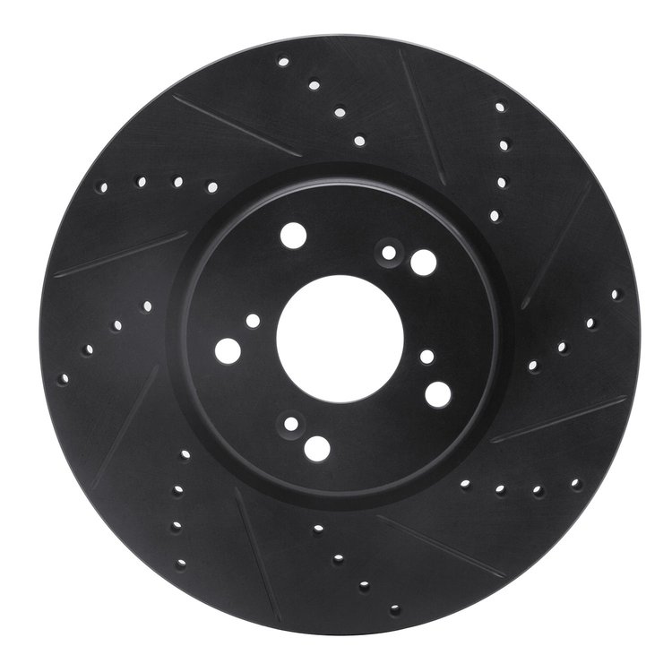 633-58020R Drilled/Slotted Brake Rotor [Black], 2004-2008 Acura/Honda, Position: Front Right