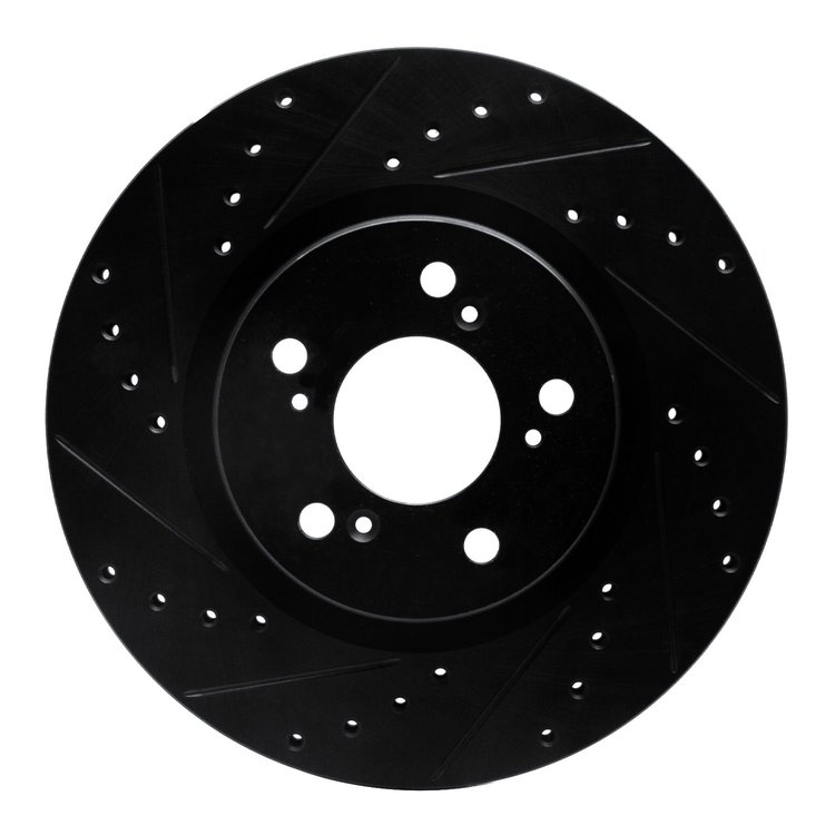 633-58021L Drilled/Slotted Brake Rotor [Black], 2005-2012 Acura/Honda, Position: Front Left
