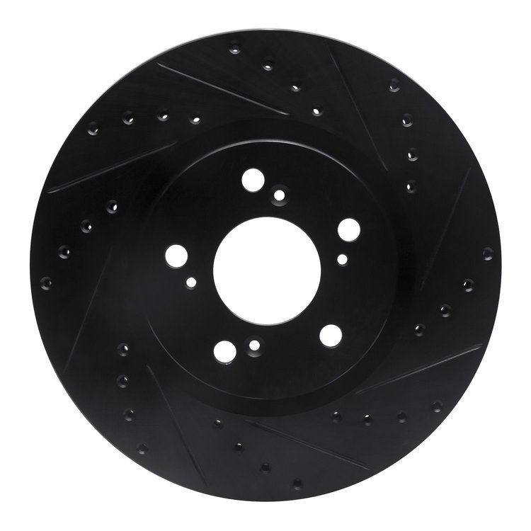 633-58021R Drilled/Slotted Brake Rotor [Black], 2005-2012 Acura/Honda, Position: Front Right