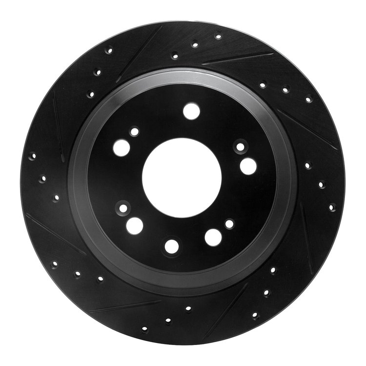 633-58022L Drilled/Slotted Brake Rotor [Black], 2005-2012 Acura/Honda, Position: Rear Left