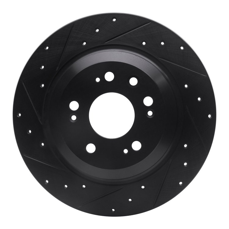 633-58023L Drilled/Slotted Brake Rotor [Black], 2009-2014 Acura/Honda, Position: Rear Left