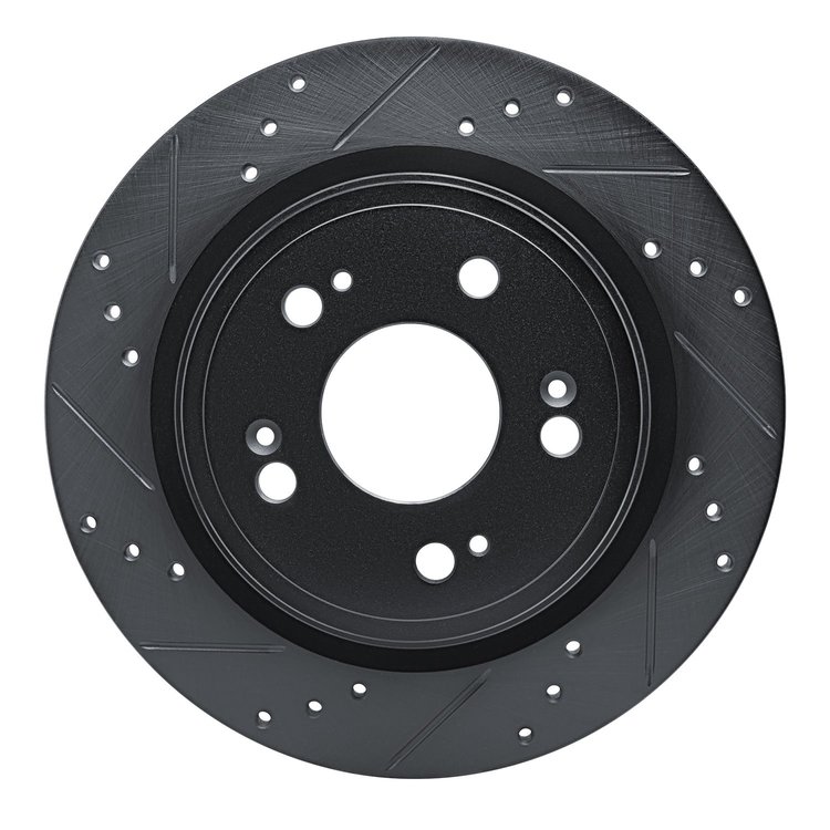 633-58024L Drilled/Slotted Brake Rotor [Black], 2014-2020 Acura/Honda, Position: Rear Left