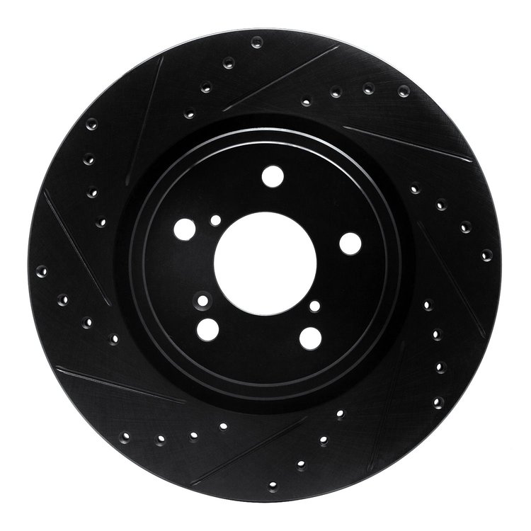 633-58031L Drilled/Slotted Brake Rotor [Black], 2017-2020 Acura/Honda, Position: Front Left