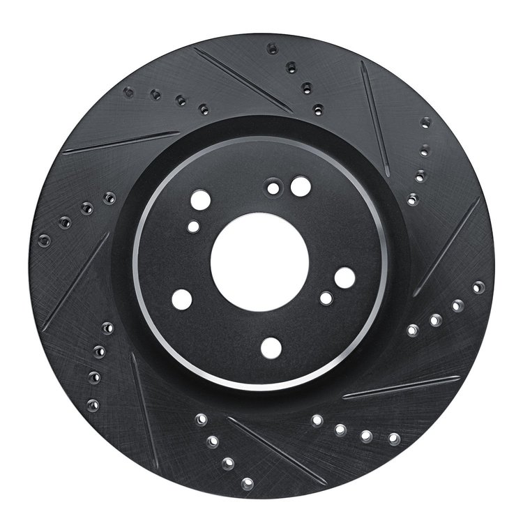 633-58032R Drilled/Slotted Brake Rotor [Black], Fits Select Acura/Honda, Position: Front Right