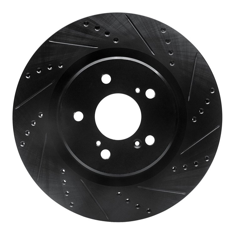 633-58035R Drilled/Slotted Brake Rotor [Black], Fits Select Acura/Honda, Position: Front Right