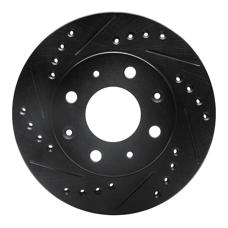 633-59004L Drilled/Slotted Brake Rotor [Black], 1982-1983 Acura/Honda, Position: Front Left