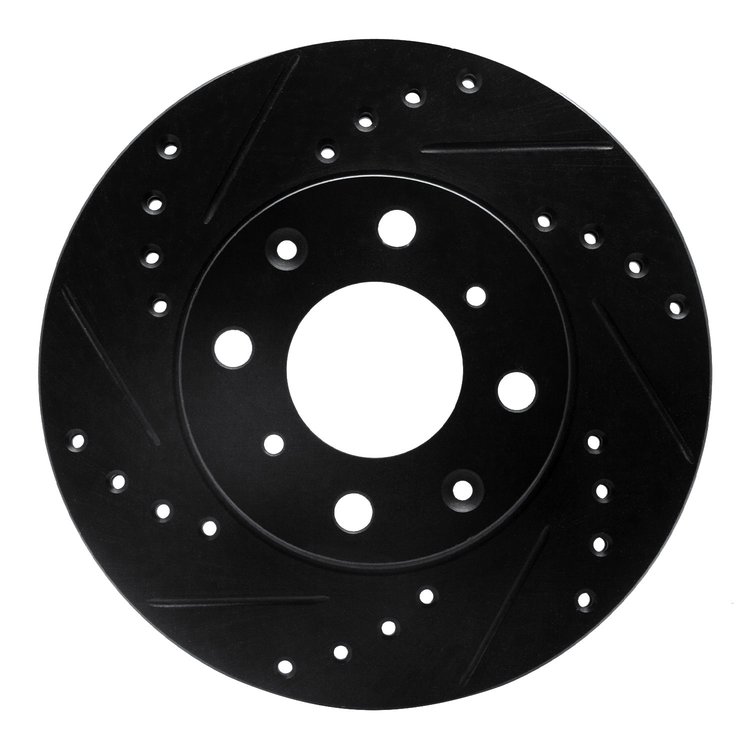 633-59011L Drilled/Slotted Brake Rotor [Black], 1984-1990 Acura/Honda, Position: Front Left
