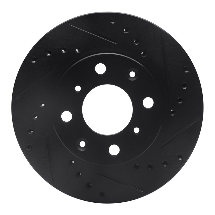 633-59011R Drilled/Slotted Brake Rotor [Black], 1984-1990 Acura/Honda, Position: Front Right