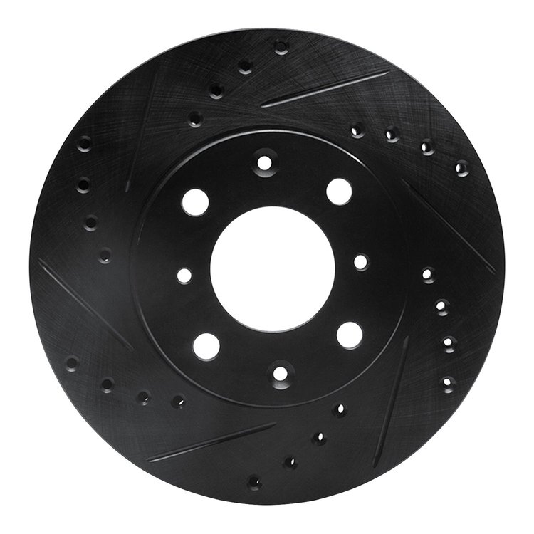 633-59012L Drilled/Slotted Brake Rotor [Black], 1986-1991 Acura/Honda, Position: Front Left