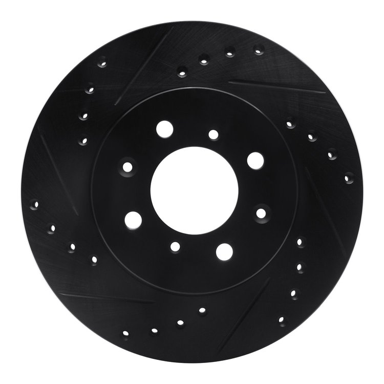 633-59015L Drilled/Slotted Brake Rotor [Black], 1988-1991 Acura/Honda, Position: Front Left