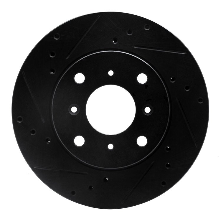 633-59021L Drilled/Slotted Brake Rotor [Black], 1992-1996 Acura/Honda, Position: Front Left