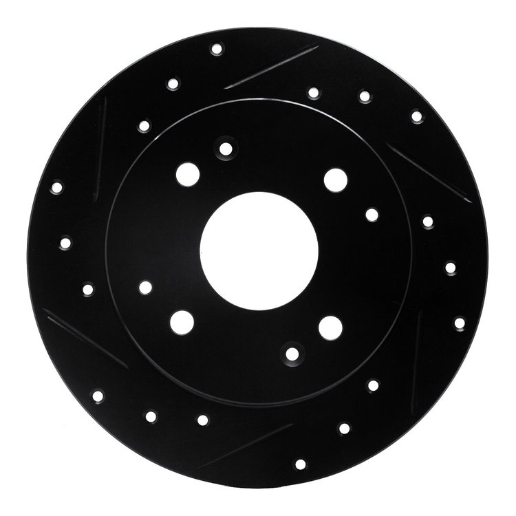 633-59025L Drilled/Slotted Brake Rotor [Black], 1998-2002 Acura/Honda, Position: Rear Left