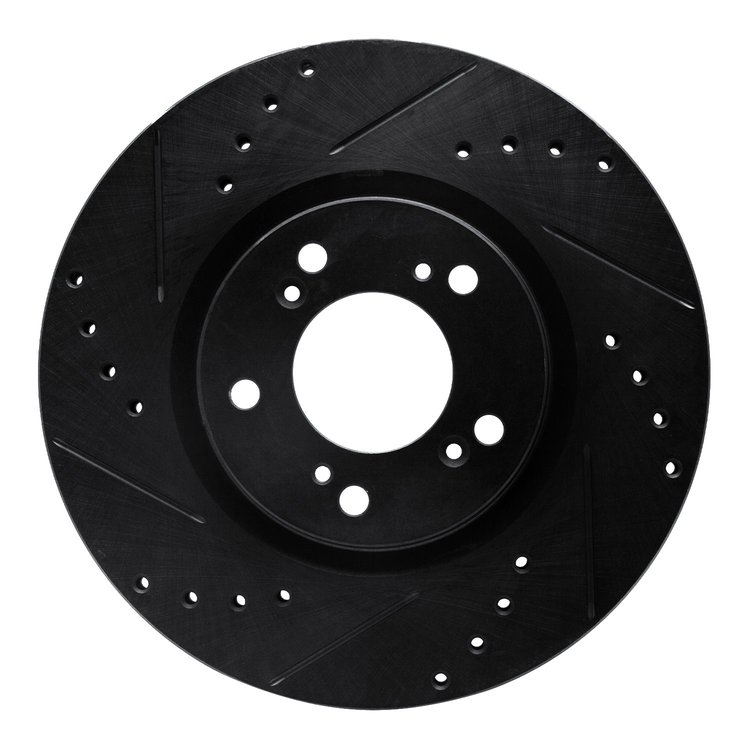 633-59027L Drilled/Slotted Brake Rotor [Black], 2000-2009 Acura/Honda, Position: Front Left