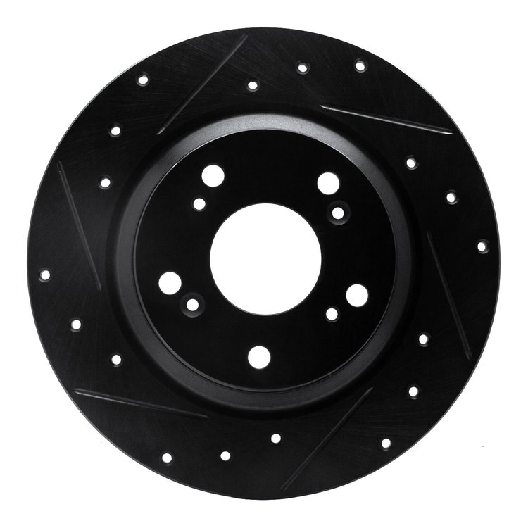 633-59028L Drilled/Slotted Brake Rotor [Black], 2000-2009 Acura/Honda, Position: Rear Left