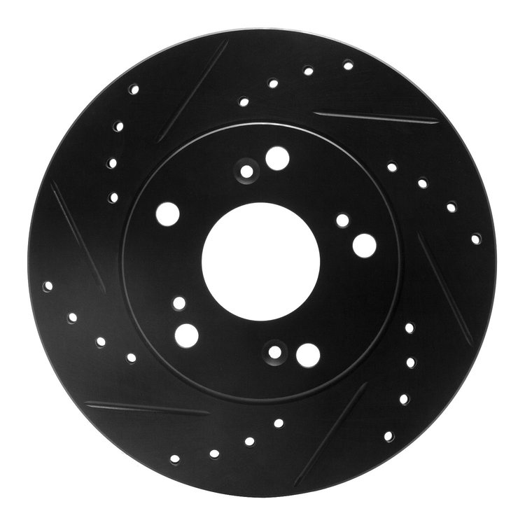 633-59030L Drilled/Slotted Brake Rotor [Black], 2002-2015 Acura/Honda, Position: Front Left