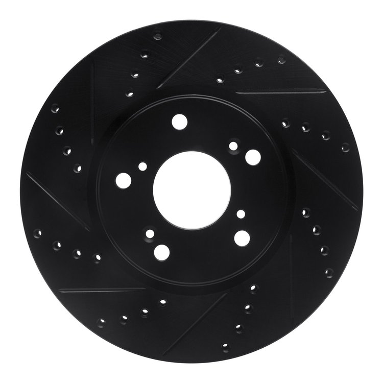 633-59039L Drilled/Slotted Brake Rotor [Black], Fits Select Acura/Honda, Position: Front Left