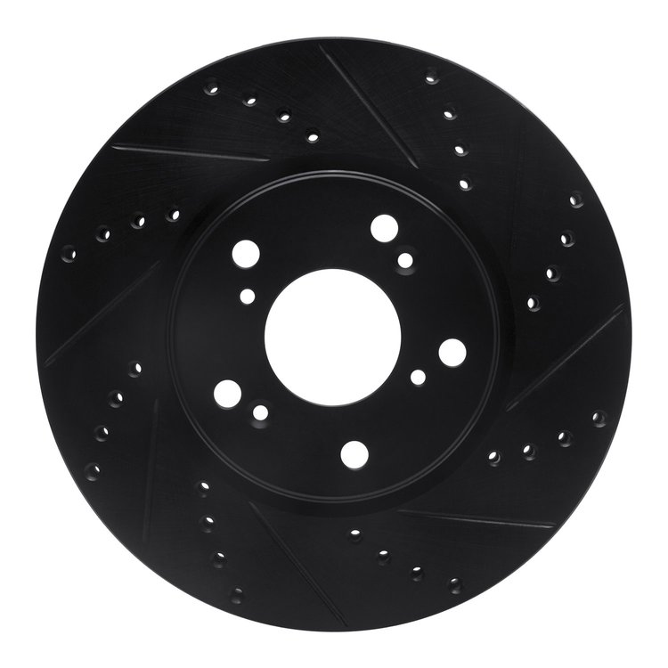 633-59039R Drilled/Slotted Brake Rotor [Black], Fits Select Acura/Honda, Position: Front Right