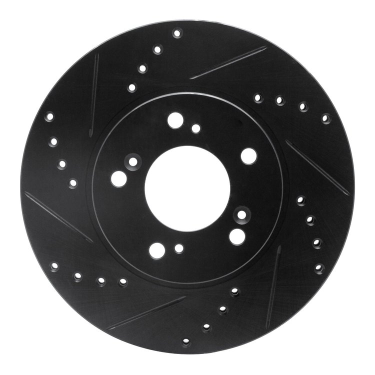633-59040L Drilled/Slotted Brake Rotor [Black], 1991-2001 Multiple Makes/Models, Position: Front Left