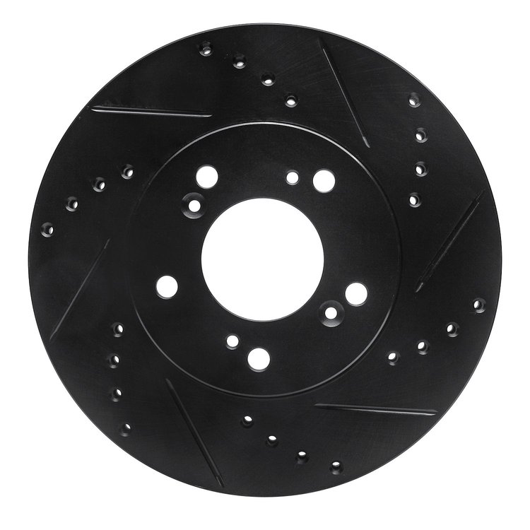 633-59040R Drilled/Slotted Brake Rotor [Black], 1991-2001 Multiple Makes/Models, Position: Front Right