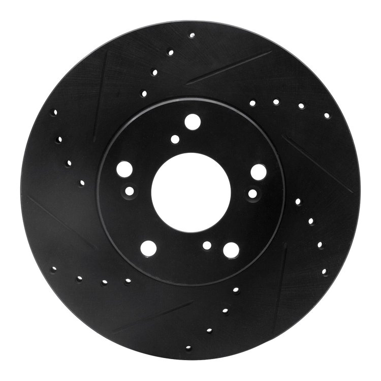 633-59042L Drilled/Slotted Brake Rotor [Black], 1998-2021 Acura/Honda, Position: Front Left