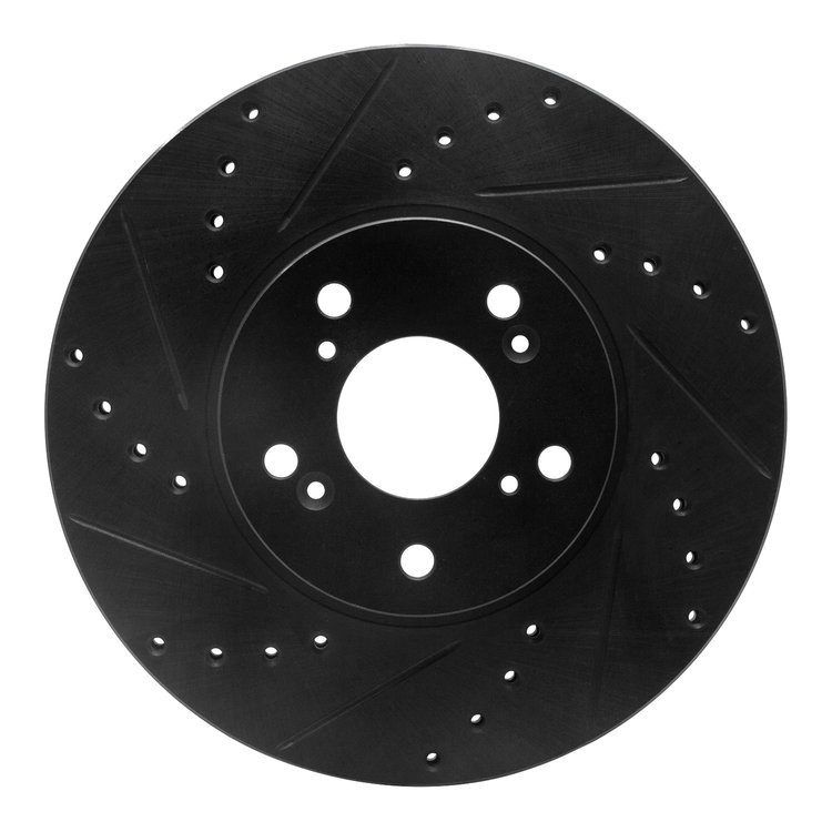 633-59043L Drilled/Slotted Brake Rotor [Black], 1999-2014 Acura/Honda, Position: Front Left