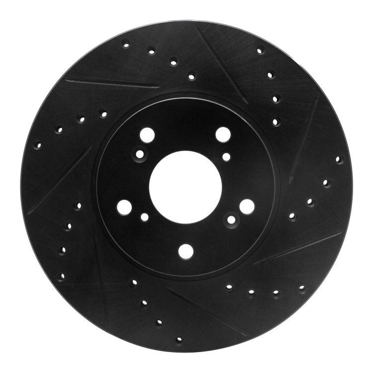 633-59043R Drilled/Slotted Brake Rotor [Black], 1999-2014 Acura/Honda, Position: Front Right