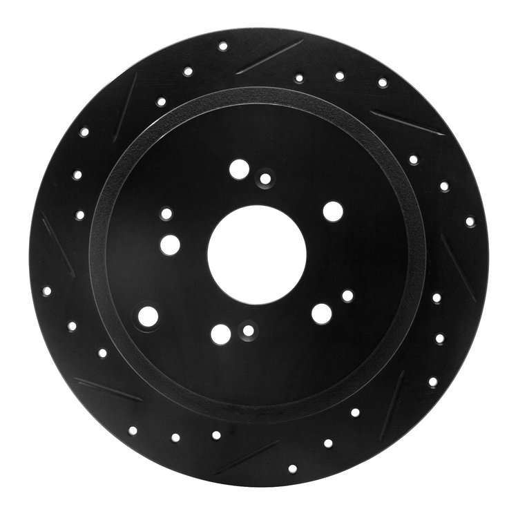 633-59044L Drilled/Slotted Brake Rotor [Black], 2001-2008 Acura/Honda, Position: Rear Left