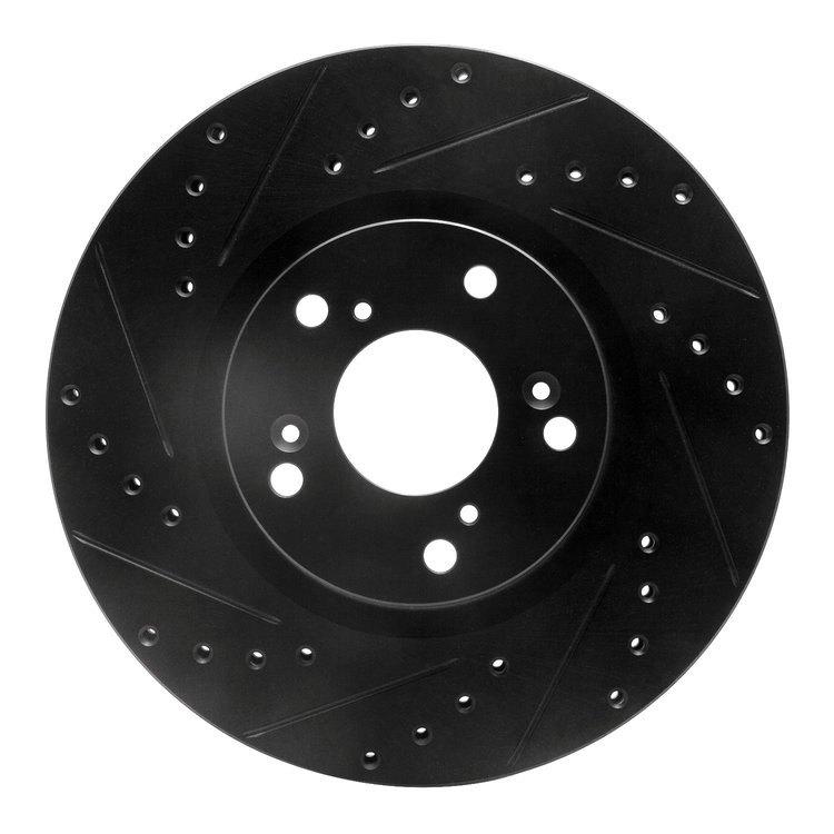 633-59045L Drilled/Slotted Brake Rotor [Black], 2002-2015 Acura/Honda, Position: Front Left