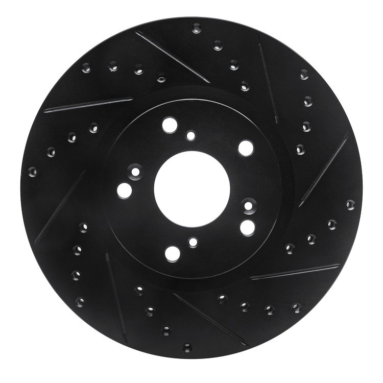 633-59045R Drilled/Slotted Brake Rotor [Black], 2002-2015 Acura/Honda, Position: Front Right
