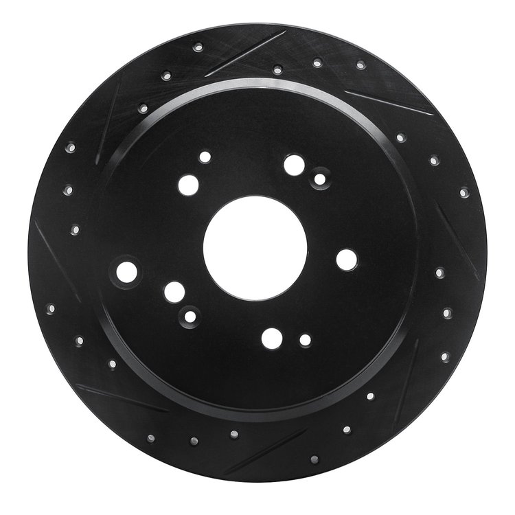 633-59047L Drilled/Slotted Brake Rotor [Black], 2002-2004 Acura/Honda, Position: Rear Left