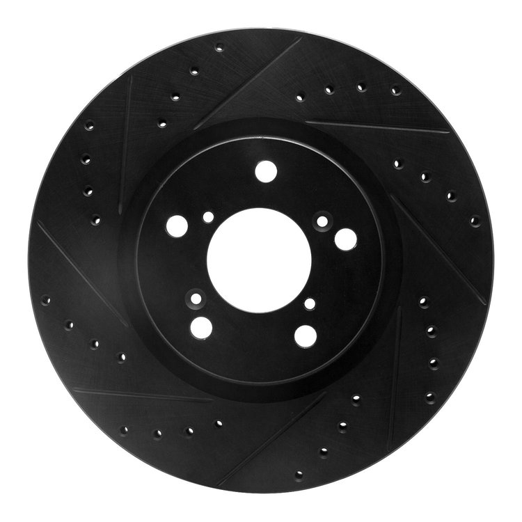 633-59051L Drilled/Slotted Brake Rotor [Black], 2006-2014 Acura/Honda, Position: Front Left