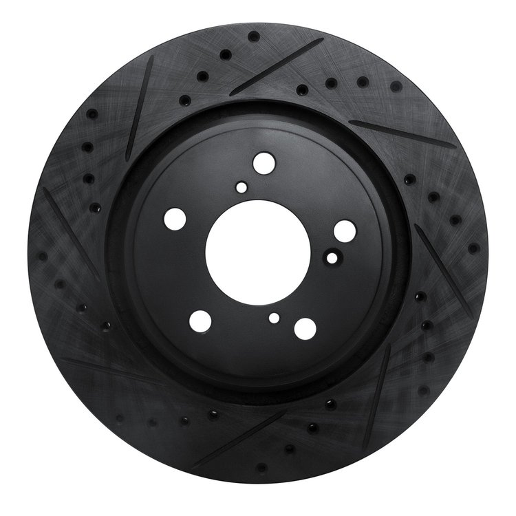 633-59058L Drilled/Slotted Brake Rotor [Black], Fits Select Acura/Honda, Position: Front Left