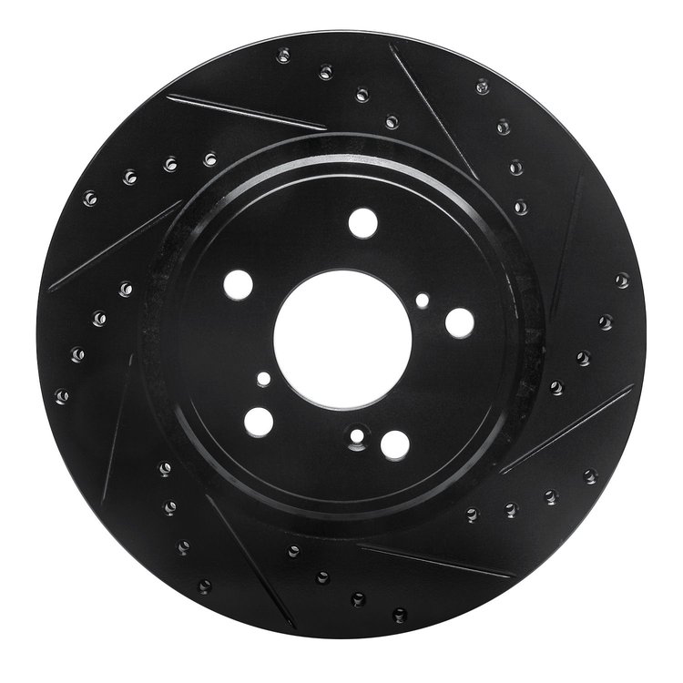 633-59058R Drilled/Slotted Brake Rotor [Black], Fits Select Acura/Honda, Position: Front Right