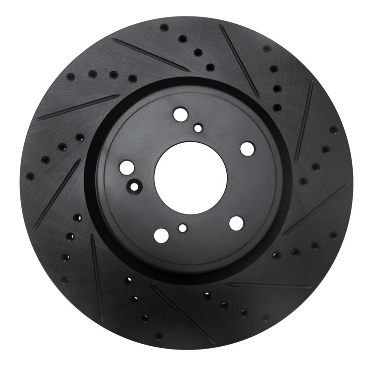 633-59064R Drilled/Slotted Brake Rotor [Black], Fits Select Acura/Honda, Position: Front Right