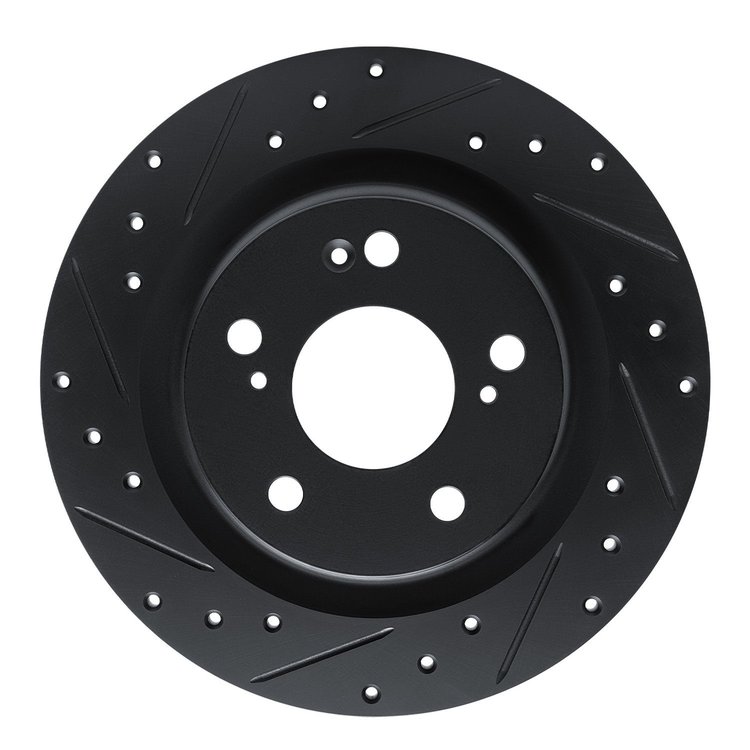 633-59067L Drilled/Slotted Brake Rotor [Black], Fits Select Acura/Honda, Position: Rear Left