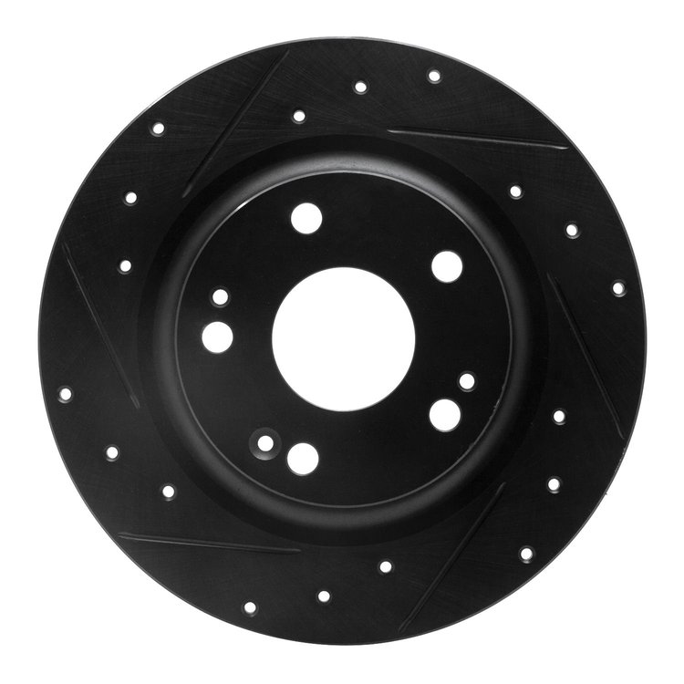 633-59068L Drilled/Slotted Brake Rotor [Black], 2017-2020 Acura/Honda, Position: Rear Left