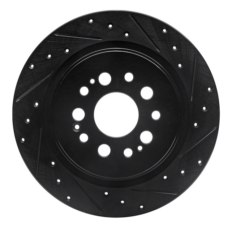 633-59070R Drilled/Slotted Brake Rotor [Black], Fits Select Acura/Honda, Position: Rear Right
