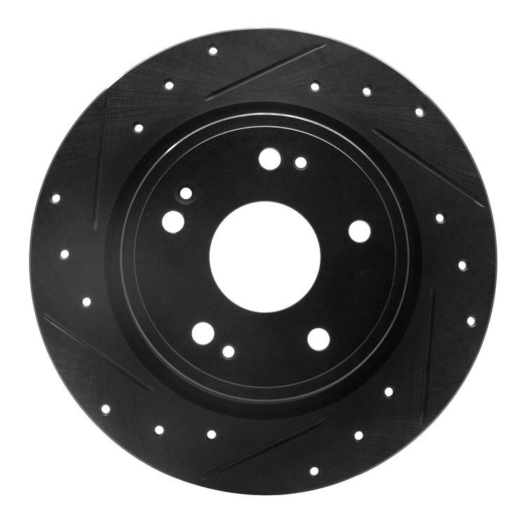 633-59071L Drilled/Slotted Brake Rotor [Black], Fits Select Acura/Honda, Position: Rear Left