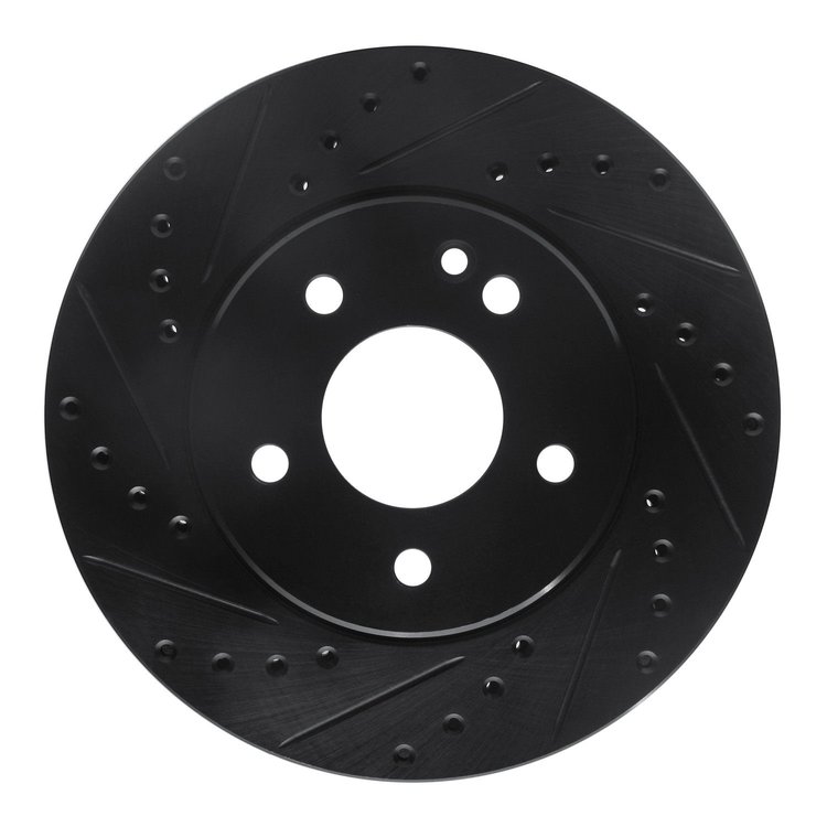 633-63000L Drilled/Slotted Brake Rotor [Black], 1994-1997 Mercedes-Benz, Position: Front Left