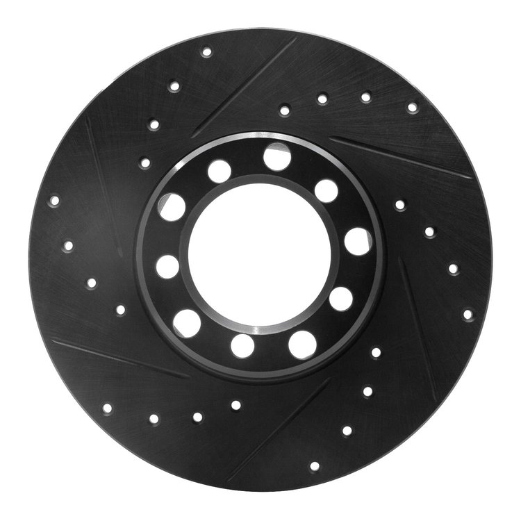 633-63005L Drilled/Slotted Brake Rotor [Black], 1968-1976 Mercedes-Benz, Position: Front Left