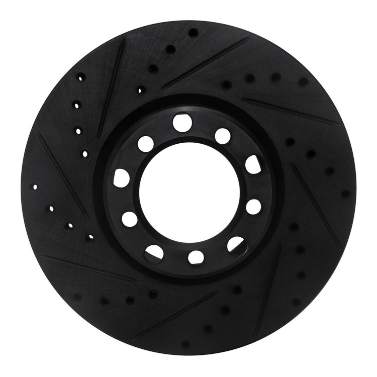 633-63007L Drilled/Slotted Brake Rotor [Black], 1982-1985 Mercedes-Benz, Position: Front Left