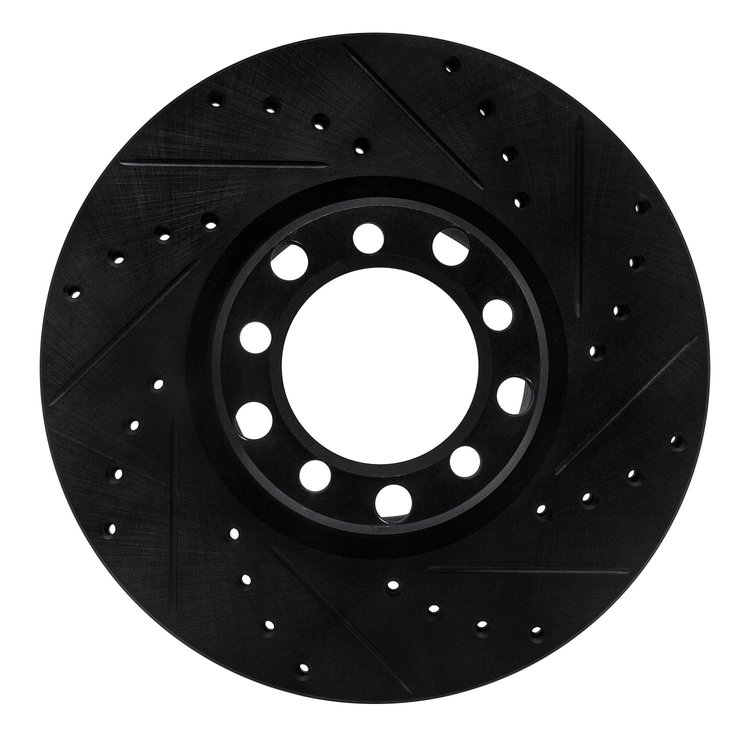 633-63007R Drilled/Slotted Brake Rotor [Black], 1982-1985 Mercedes-Benz, Position: Front Right