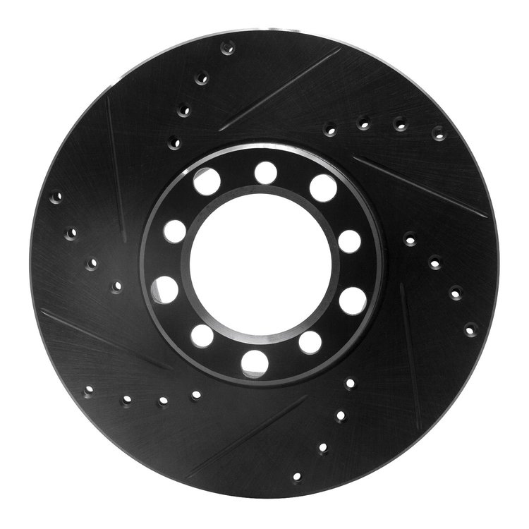 633-63008L Drilled/Slotted Brake Rotor [Black], 1979-1985 Mercedes-Benz, Position: Front Left