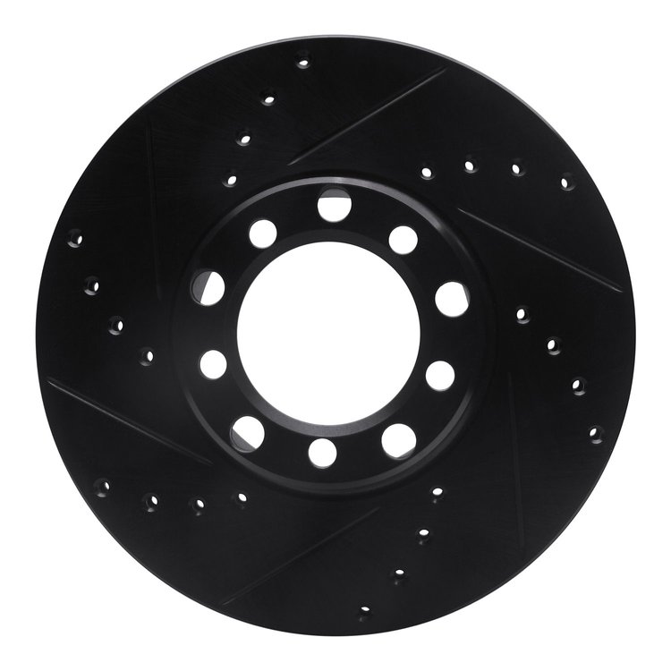 633-63009L Drilled/Slotted Brake Rotor [Black], 1972-1980 Mercedes-Benz, Position: Front Left