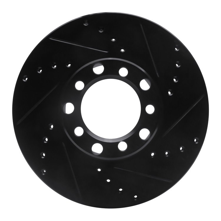 633-63009R Drilled/Slotted Brake Rotor [Black], 1972-1980 Mercedes-Benz, Position: Front Right