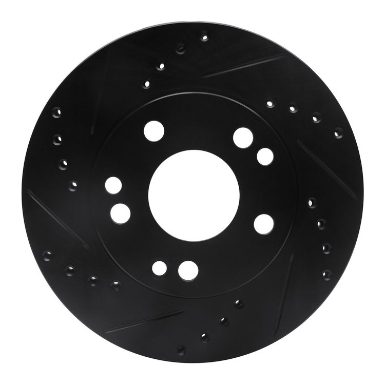 633-63012L Drilled/Slotted Brake Rotor [Black], 1987-1993 Mercedes-Benz, Position: Front Left