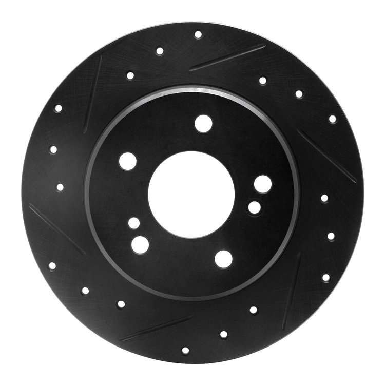 633-63013L Drilled/Slotted Brake Rotor [Black], 1987-2015 Multiple Makes/Models, Position: Rear Left