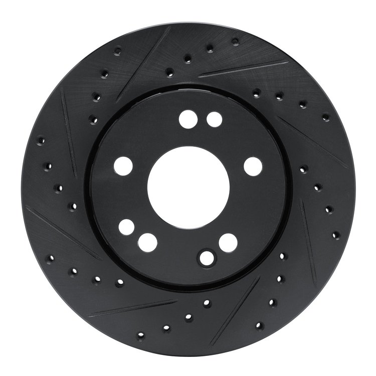 633-63014L Drilled/Slotted Brake Rotor [Black], 1990-1992 Mercedes-Benz, Position: Front Left