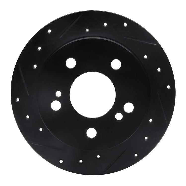 633-63015L Drilled/Slotted Brake Rotor [Black], 1983-1995 Mercedes-Benz, Position: Rear Left